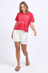 Cote D'Azur Tee Crimson Print