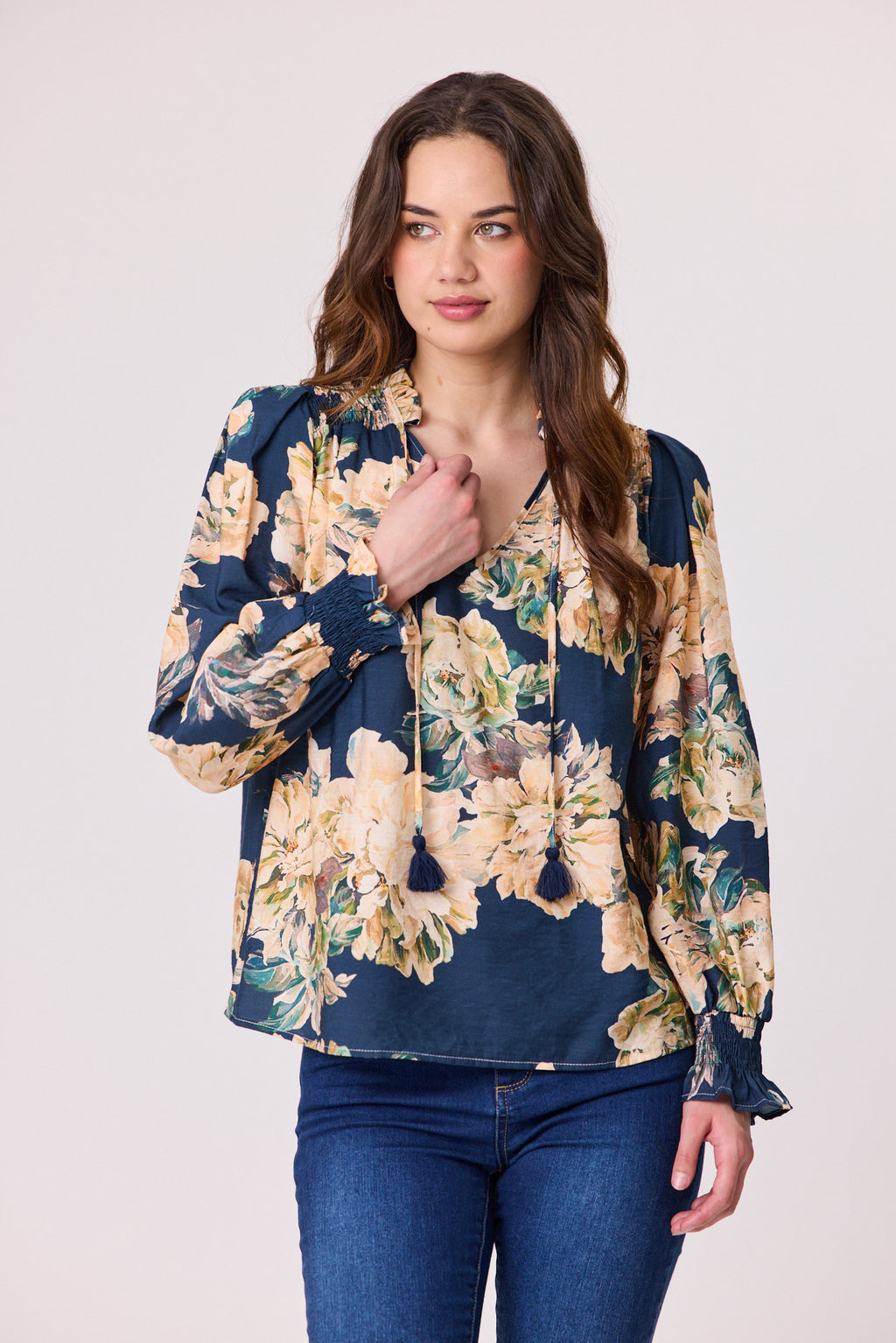 Rose Peasant Top Blue