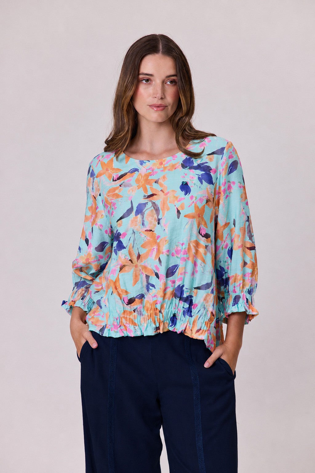Summer Bloom Top Aqua