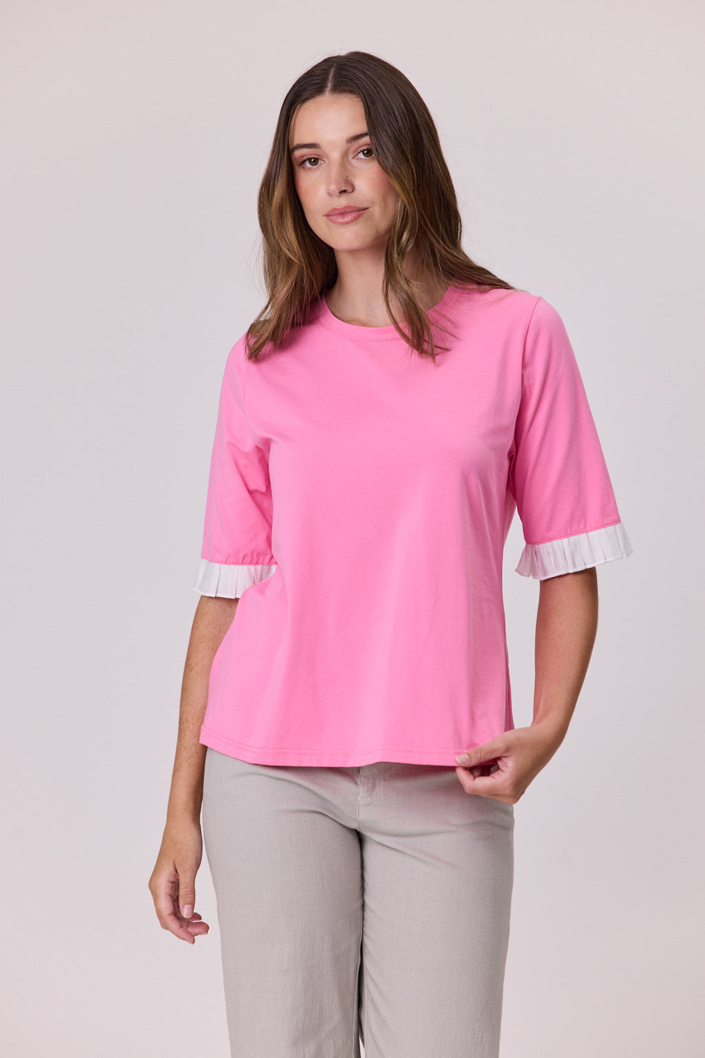 Ruffle Sleeve Tee Pink