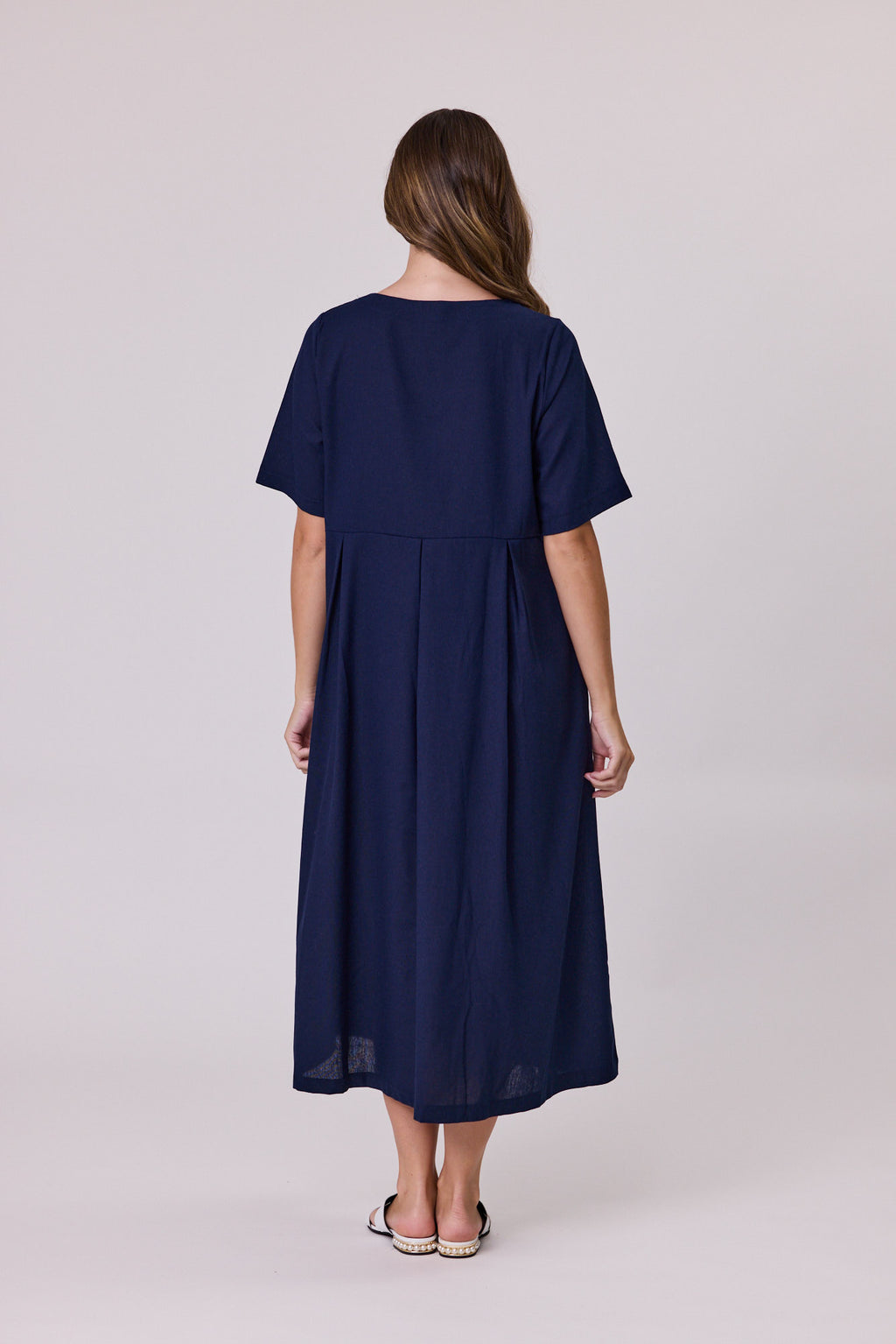 Havana Linen Long Dress Navy