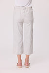 Light gray wide-leg pants worn by a person on a white background Lily 3/4 Pants Silver