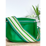 Green handbag with a decorative strap on a light background
Dani Leather Bag Green