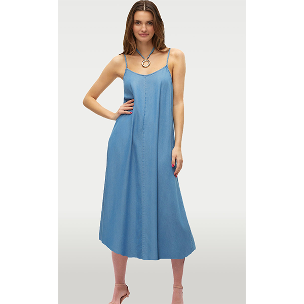 Denim Strap Dress Light Blue