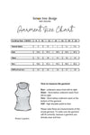 Garment size chart for lemon tree design with measurements and instructions on how to measure a garment.