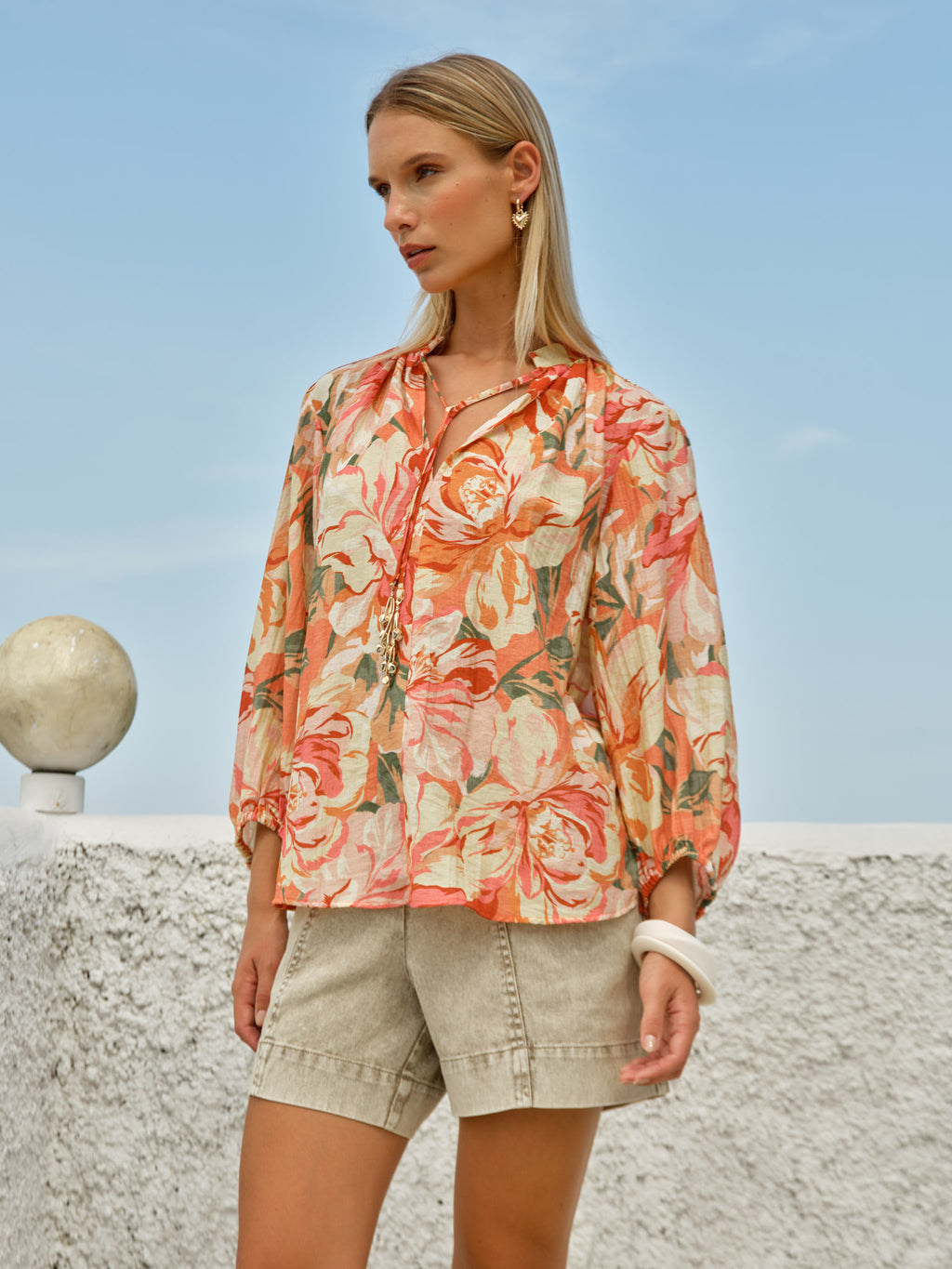 Shae Split Neck Blouse Petal