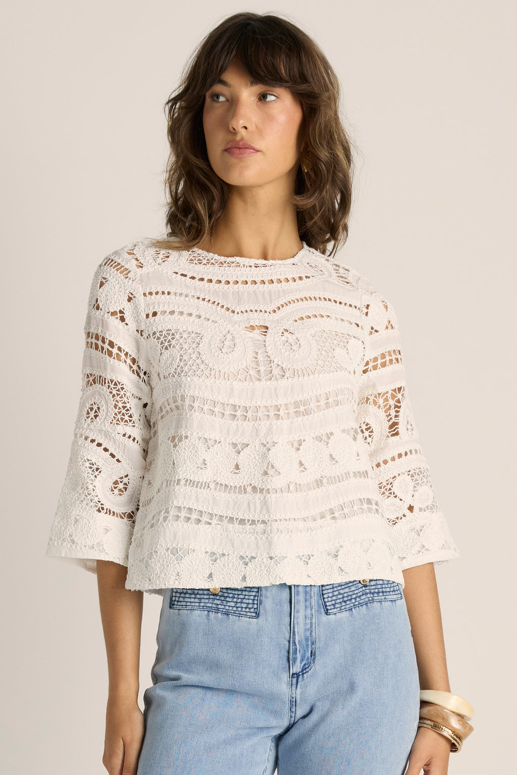 Gaia Lace Top Ecru