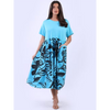 Floral Panel Cotton Dress Azure
