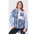 Floral Patch Pocket Shirt Blue
