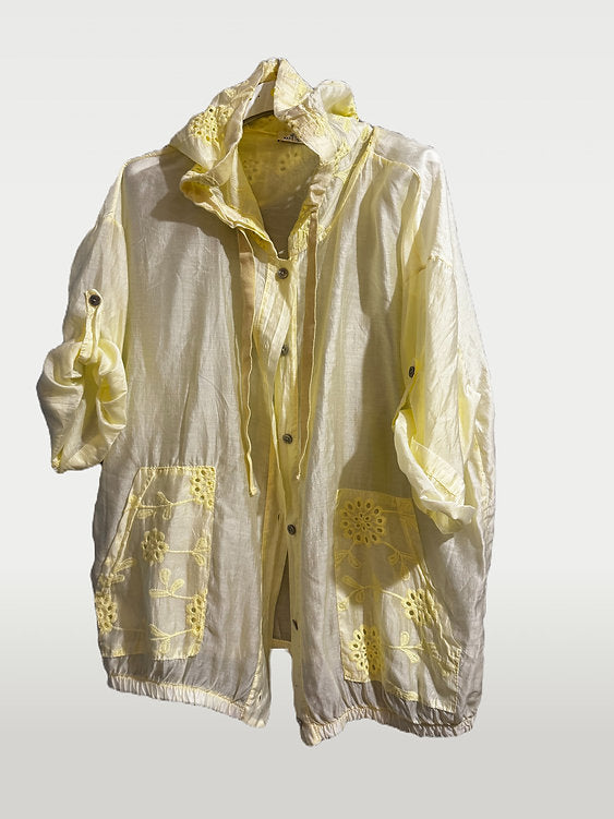 Floral Embroidery Jacket Lemon