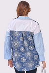 Floral Patch Pocket Shirt Blue