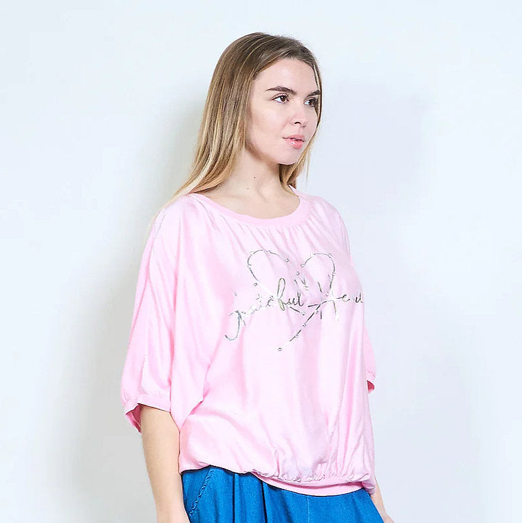 Grateful Heart Top Pink