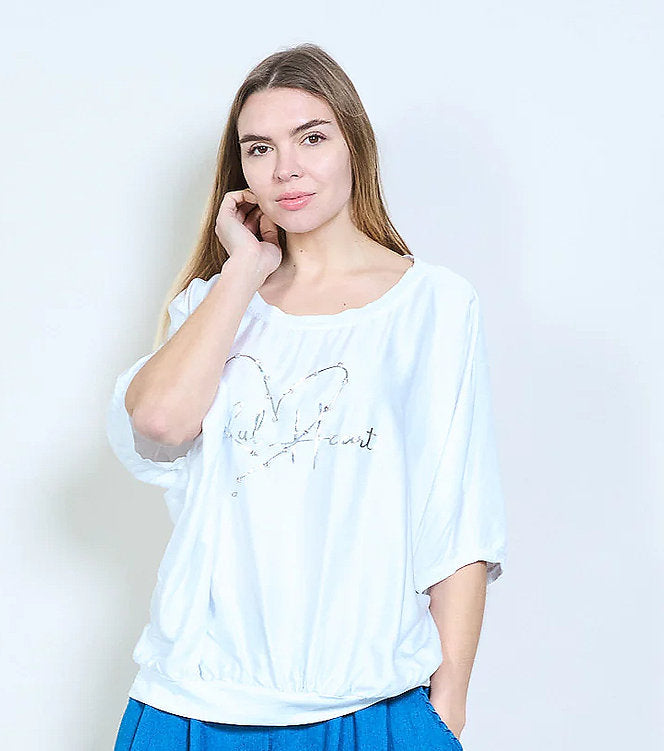 Grateful Heart Top White