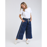 Greta Wide Leg Side Stripe Pant Dark Blue