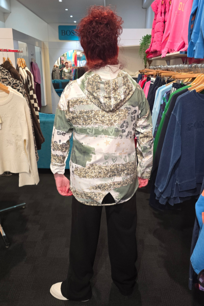 Heart Print Jacket Khaki