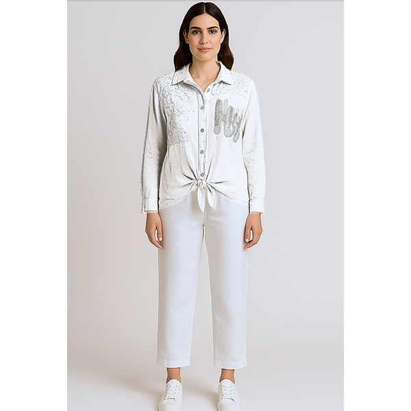 Italian Hey Sequin Shirt White