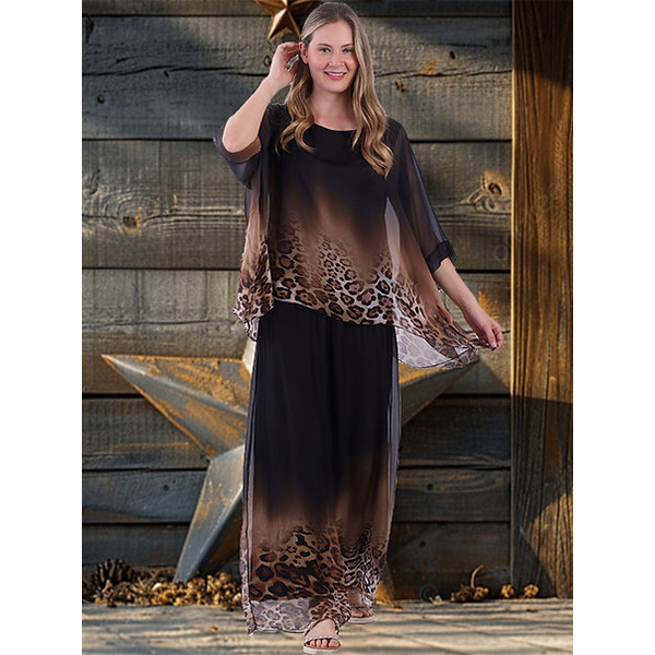 Italian Leopard Silk Blouse Black