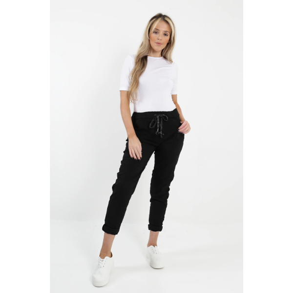 Italian Plain Magic Pants Black