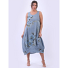 Italian Ribbed Floral Dress Denim