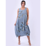 Italian Ribbed Floral Dress Denim