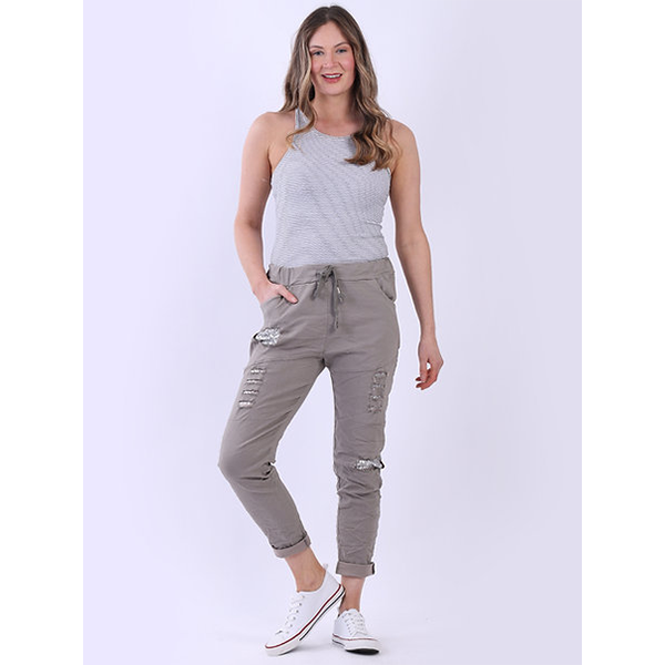 Italian Sequin Magic Pants Mocha
