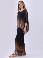 Italian Leopard Silk Blouse Black