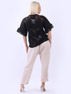 Italian Linen Bell Sleeve Top Black