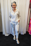 Italian Pinstripe Hooded Jacket White