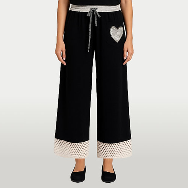 Italian Relax Heart Pants Black