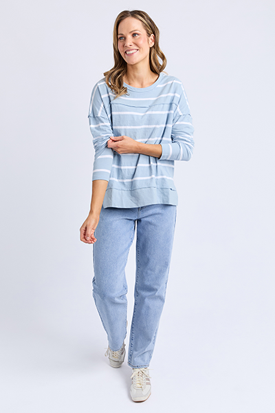 Jayne Stripe Top Sky