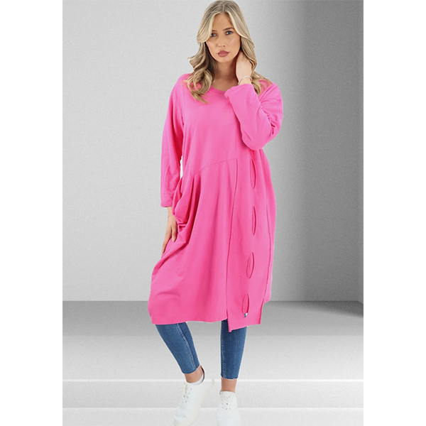 Jersey Cotton Midi Dress Hot Pink