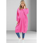 Jersey Cotton Midi Dress Hot Pink