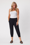 Woman wearing a white top and black pants on a white background Kylie Side Pocket Pants Black