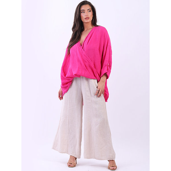 Lagenlook Crossover Top Fuchsia