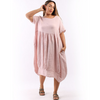 Italian Plain Linen Midi Swing Dress