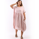 Italian Plain Linen Midi Swing Dress