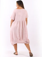 Italian Plain Linen Midi Swing Dress