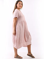Italian Plain Linen Midi Swing Dress
