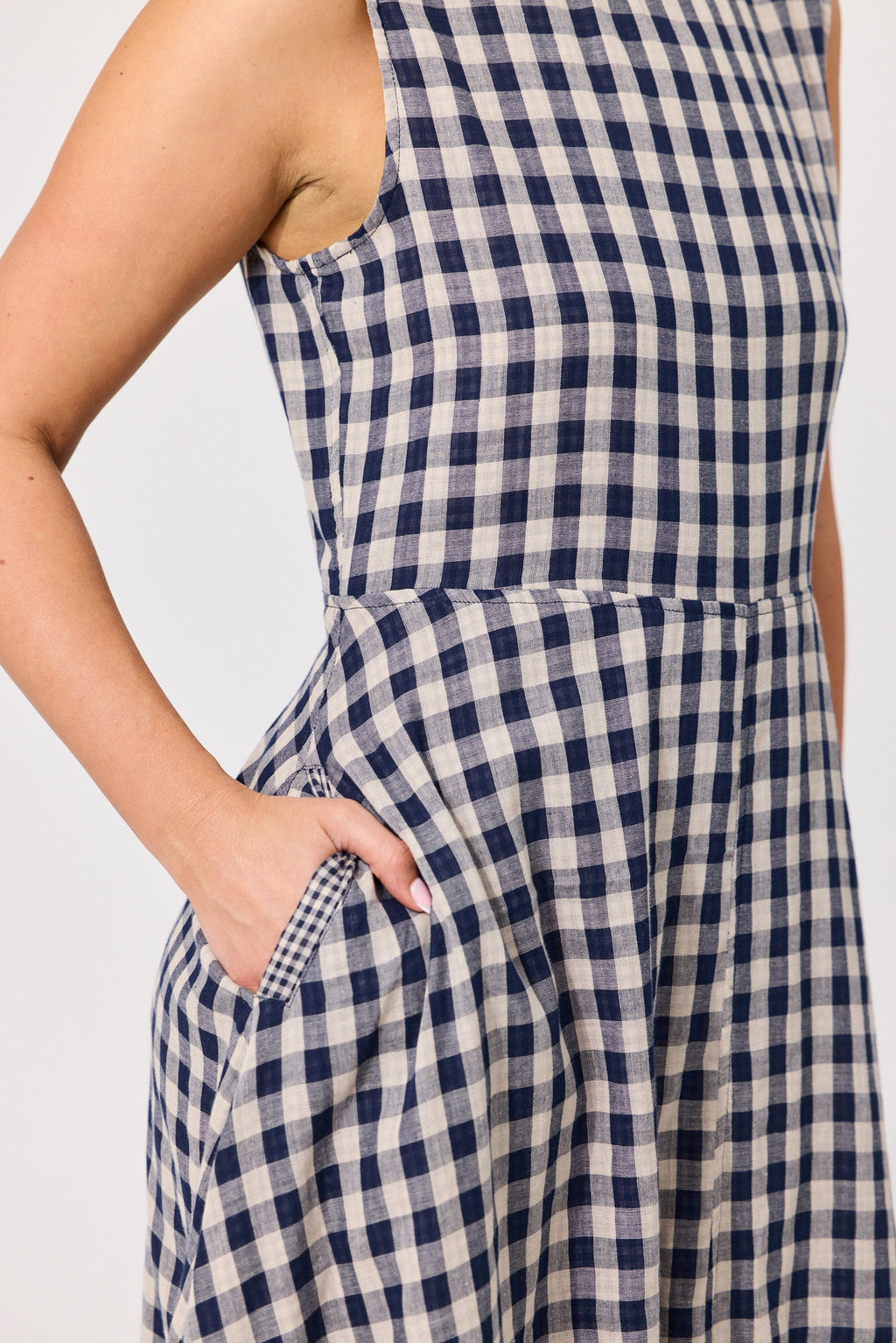 Antonia Dress Navy Gingham
