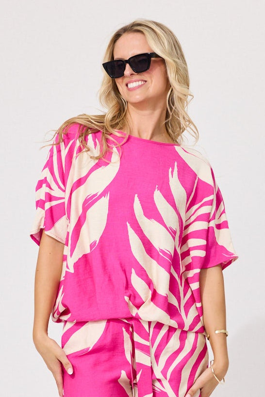 Alessa Print Top Floral Fuchsia