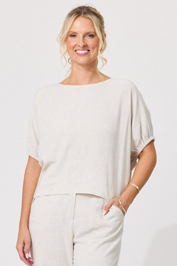 Costa Linen Top Oatmeal