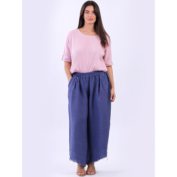 Linen Wide Leg Trouser Denim