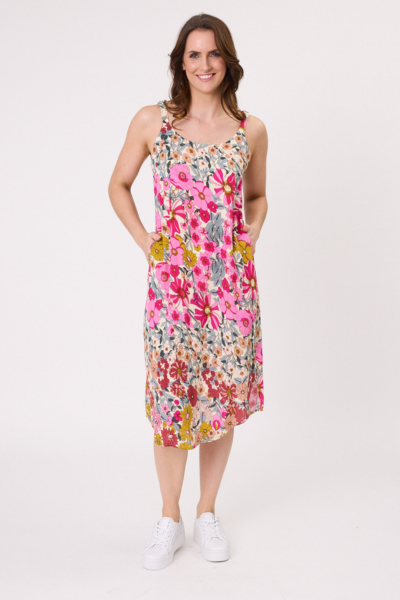 Woman wearing a floral dress on a white background
Maddie Dress Garden Print