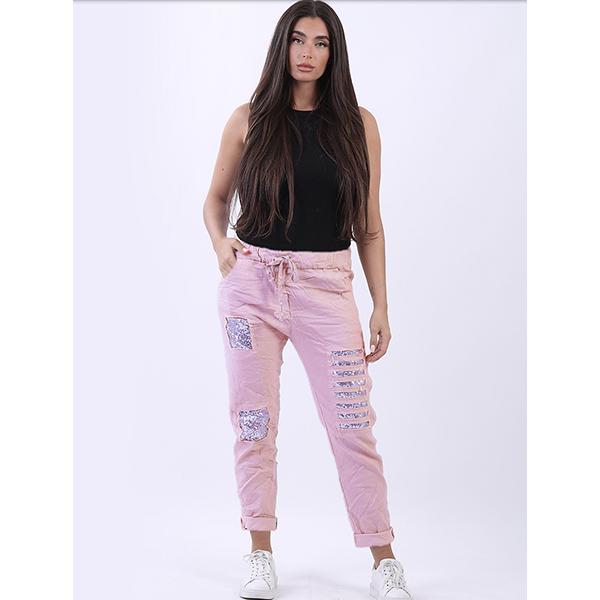 Magic Pants w/ Sequin Slash Pink