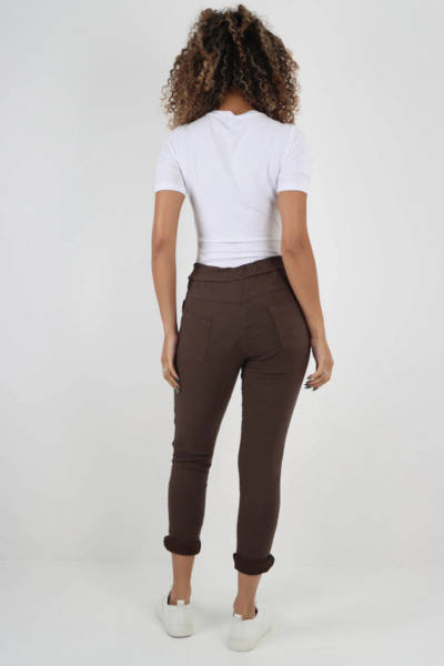 Magic Pants Rhinestone Stripe Chocolate