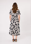 Woman wearing a black floral dress on a white background Marta Floral Dress Black/White