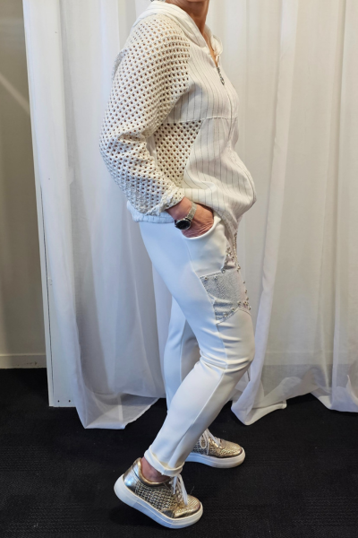 Metallic Star Lounge Pants White