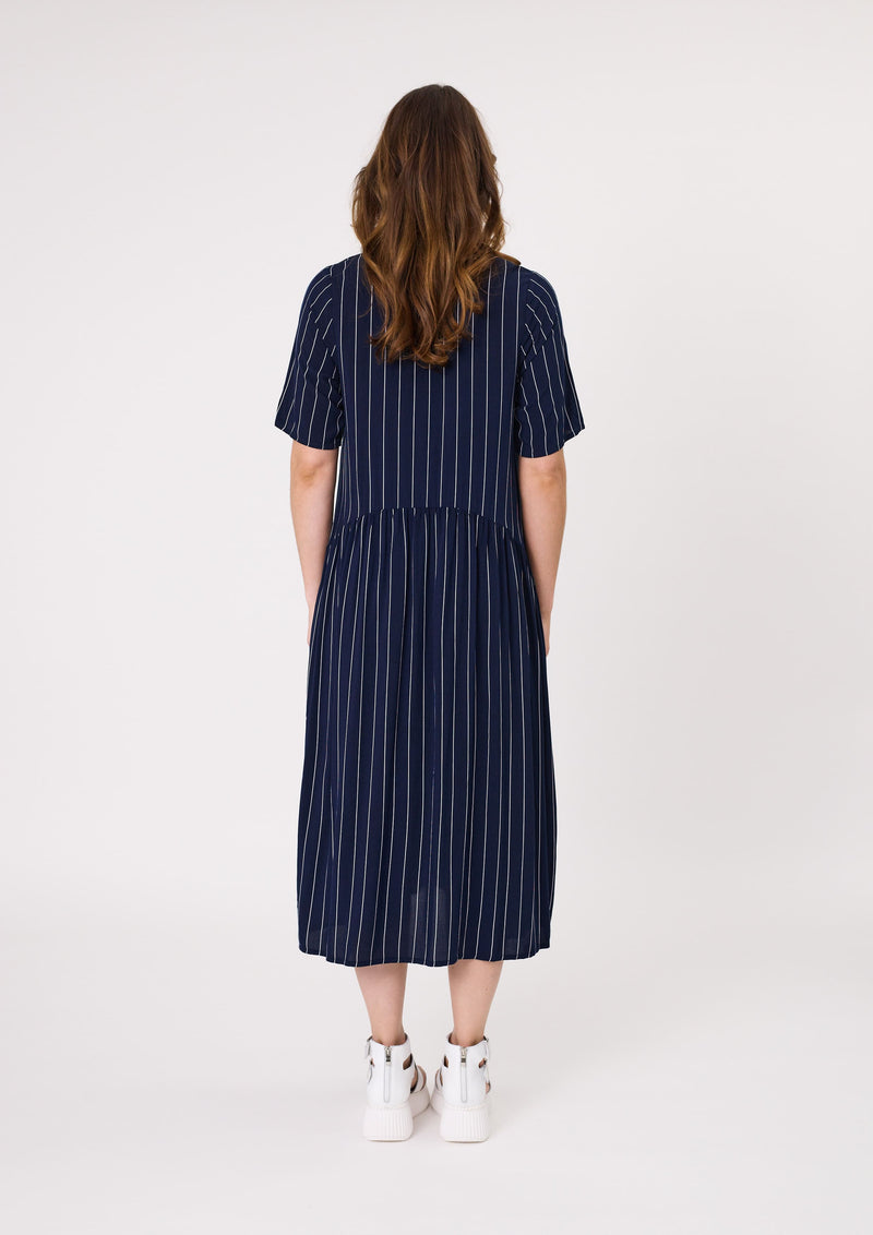 Monroe Dress Navy Stripe