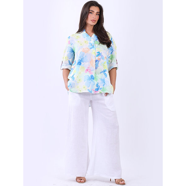 Multi Floral Linen Top