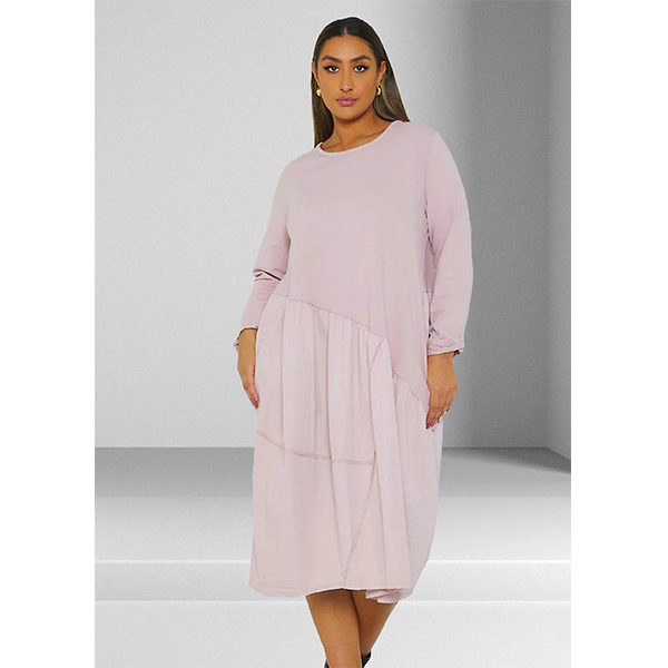 Paneled Cotton Dress Soft Pink